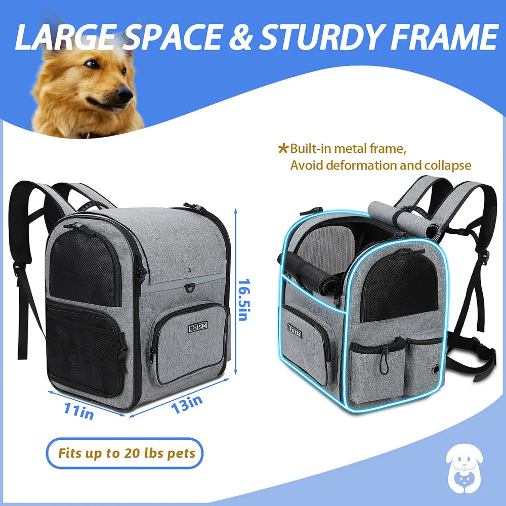 Eco-Friendly Double Shoulder Backpack Sturdy Frame Breathable Foldable Travel Set Pet Carrier