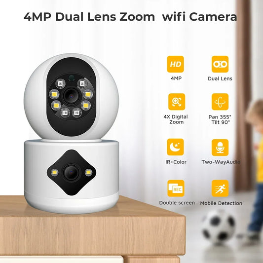 Eco-Friendly 4MP 2K Wi-Fi Home Security Indoor Surveillance Monitor Auto Tracking Dome Wireless Pet Camera