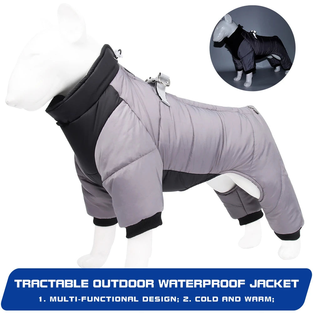 Miljøvenlig Cool Vinter Vandtæt Varm Thicken Jakke Med D Ring Frakker Jumpsuit Pet Beklædning