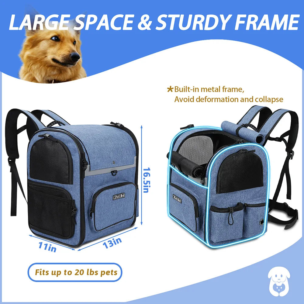 Eco-Friendly Double Shoulder Backpack Sturdy Frame Breathable Foldable Travel Set Pet Carrier