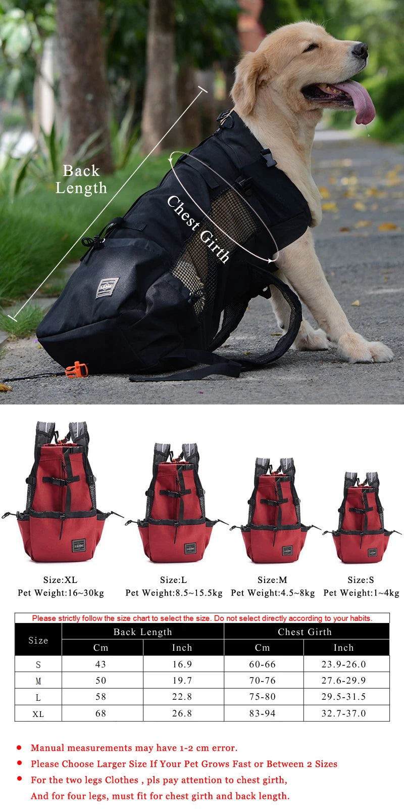 Eco-Friendly Breathable Large Dogs Adjustable Travel Backpack Pet Carrier