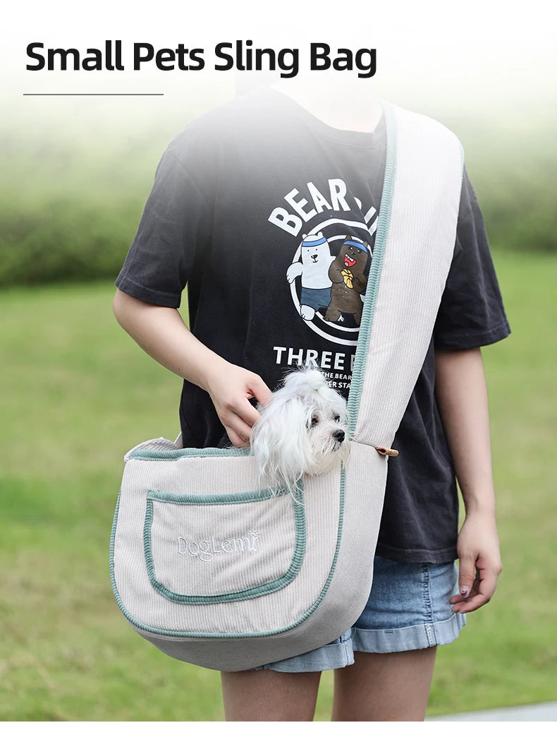 Eco-Friendly Washable Corduroy Breathable Travel Shoulder Bag Small Pet Carrier