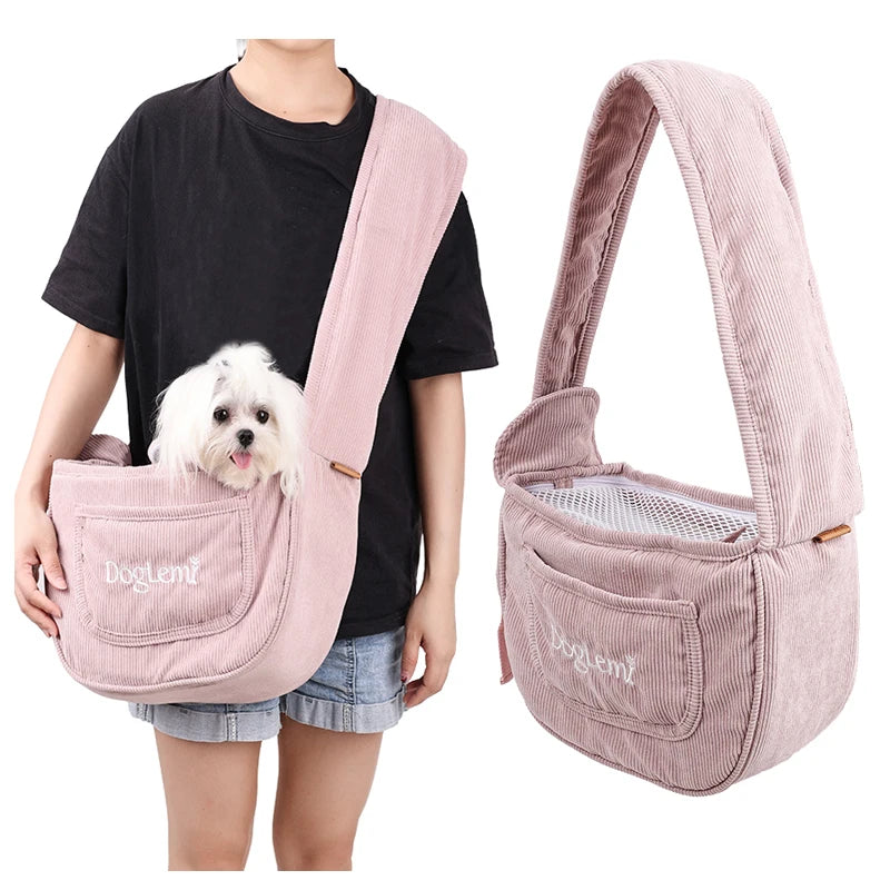 Eco-Friendly Washable Corduroy Breathable Travel Shoulder Bag Small Pet Carrier