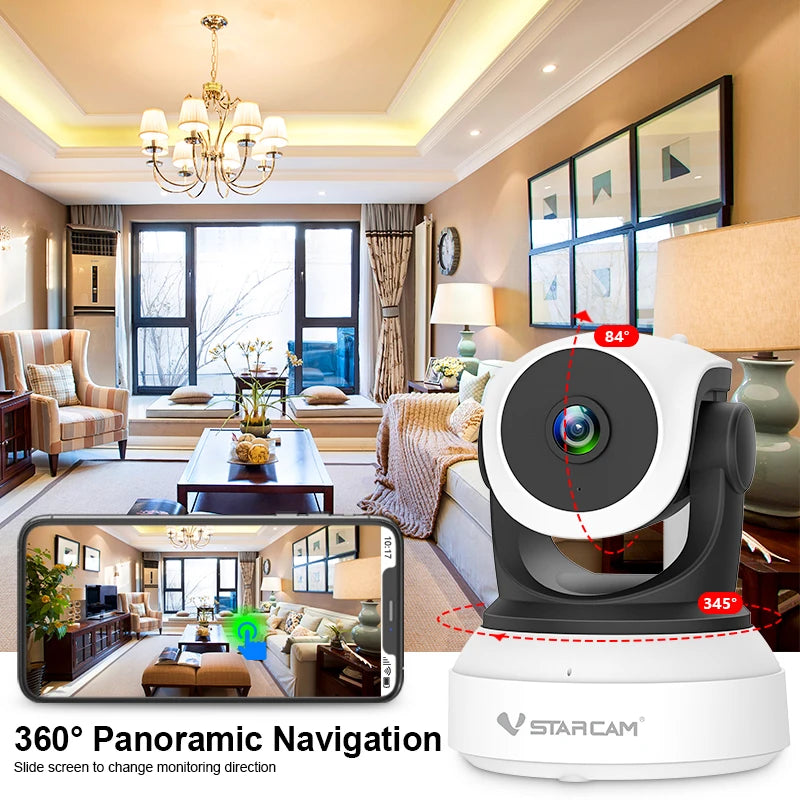 ידידותית לסביבה Vstarcam 1080P Wi-Fi IP מצלמת אבטחה 2MP מעקב אוטומטי פנימי HD ראיית לילה מצלמת מעקב אודיו דו כיוונית לחיות מחמד