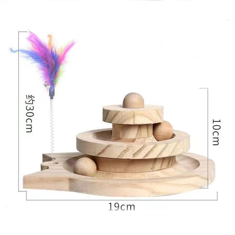 מסלולי מגדל עץ ידידותיים לסביבה דיסק חתול מודיעין שעשוע טריפל דיסק אימון חיות מחמד צעצוע