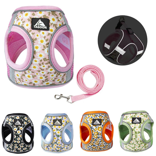 Eco-Friendly Cute Chest Strap Reflective Dog Harness & Leash Set