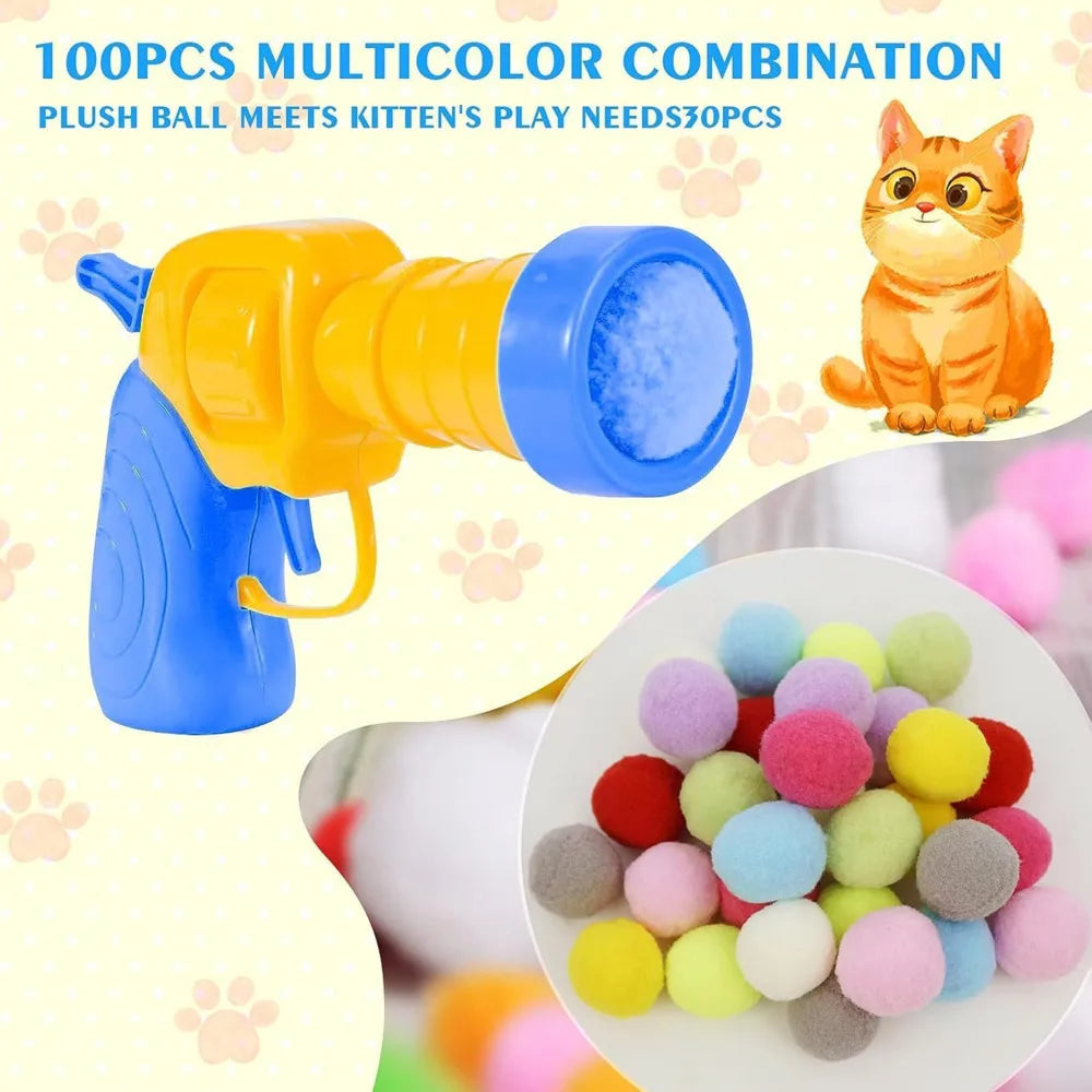 Plush Ball Shooting Gun for Cat Toys