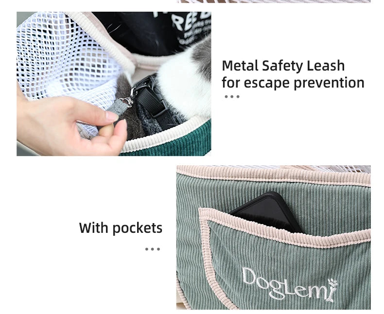 Eco-Friendly Washable Corduroy Breathable Travel Shoulder Bag Small Pet Carrier