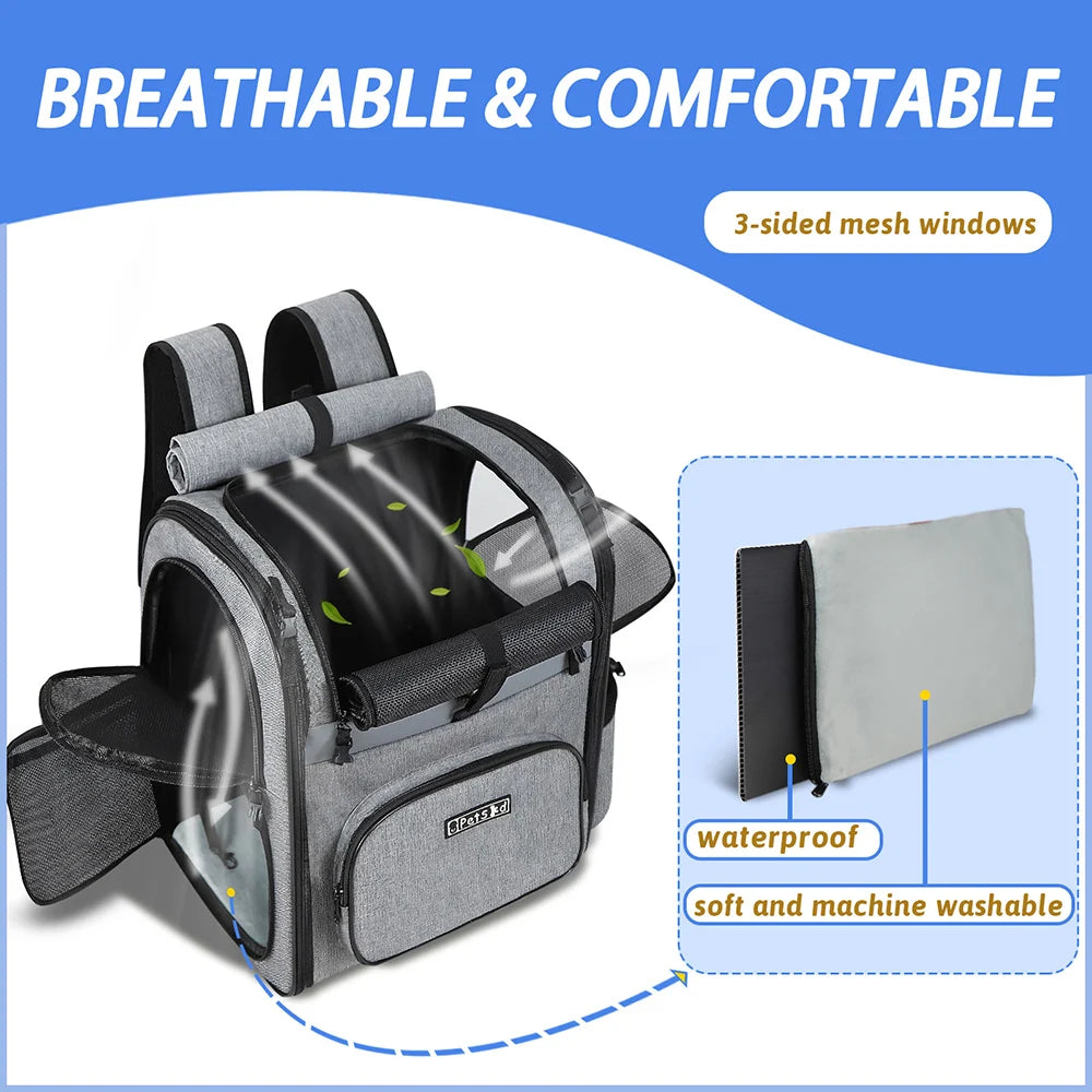 Eco-Friendly Double Shoulder Backpack Sturdy Frame Breathable Foldable Travel Set Pet Carrier