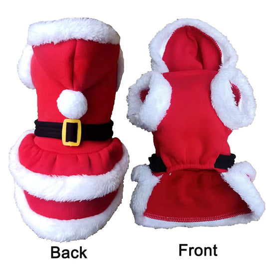 Eco-Friendly Winter Warm Hoodie Christmas Coat Soft Skirt Costumes Pet Clothing