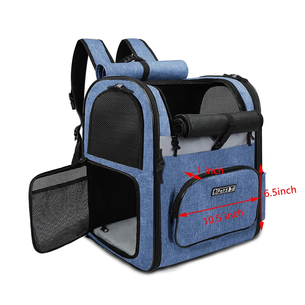 Eco-Friendly Double Shoulder Backpack Sturdy Frame Breathable Foldable Travel Set Pet Carrier