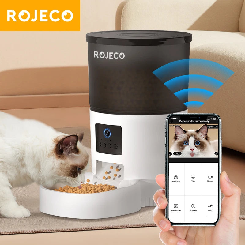 Φιλικό προς το περιβάλλον Rojeco 3L Automatic With Carmen Smart Food Dispenser Επαναφορτιζόμενος τροφοδότης Wi-Fi