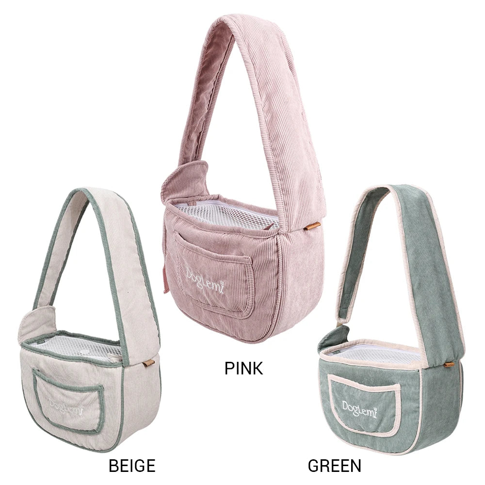 Eco-Friendly Washable Corduroy Breathable Travel Shoulder Bag Small Pet Carrier