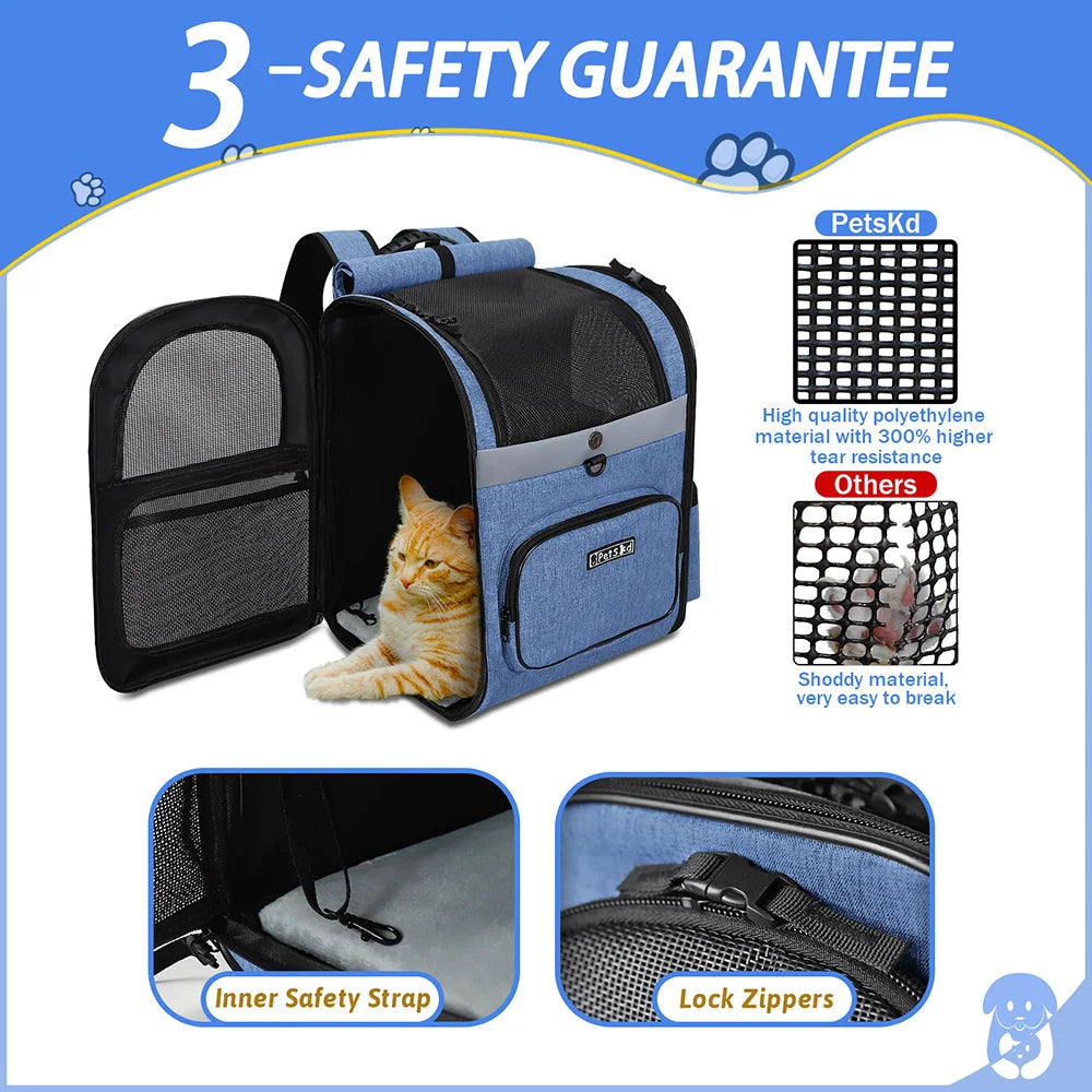 Eco-Friendly Double Shoulder Backpack Sturdy Frame Breathable Foldable Travel Set Pet Carrier