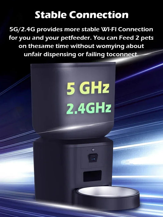 Eco-Friendly Automatic Feeders With Camera 1080P HD 5G Wi-Fi Pet Feeder Tuya APP Control Automatic Food Dispenser Pet Feeder