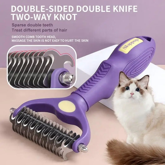 Râteau de sous-poil Double face écologique, brosse de toilettage pour animaux de compagnie