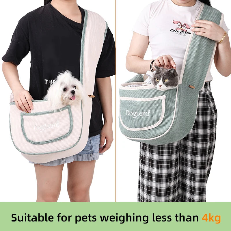 Eco-Friendly Washable Corduroy Breathable Travel Shoulder Bag Small Pet Carrier