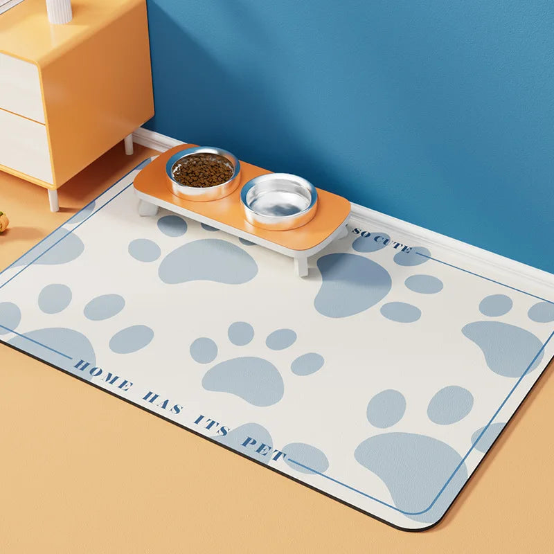 Eco-Friendly Absorbent Cute Food and Water Bowl Placemat No Stains Pet Feeding Mat