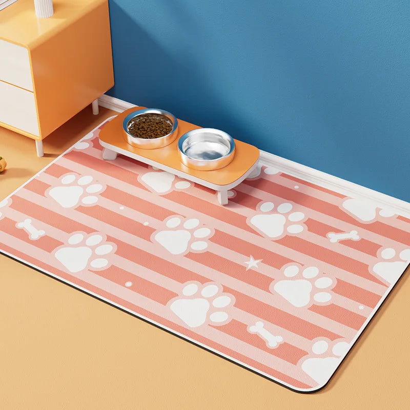 Eco-Friendly Absorbent Cute Food and Water Bowl Placemat No Stains Pet Feeding Mat