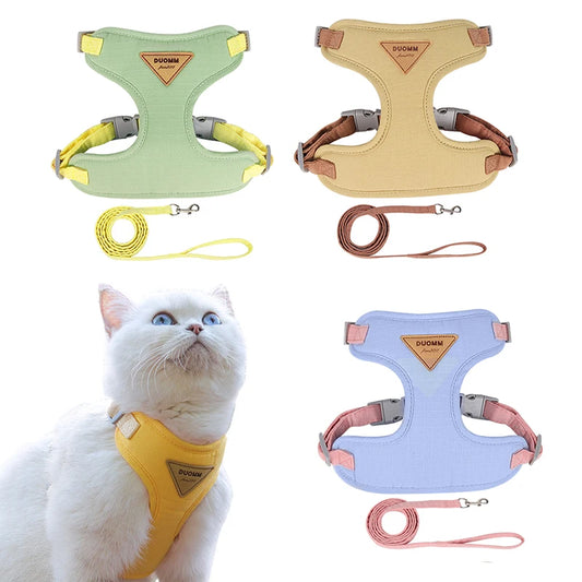 Eco-Friendly Adjustable Vest Soft Cat & Dog Pet Harness Leash Set