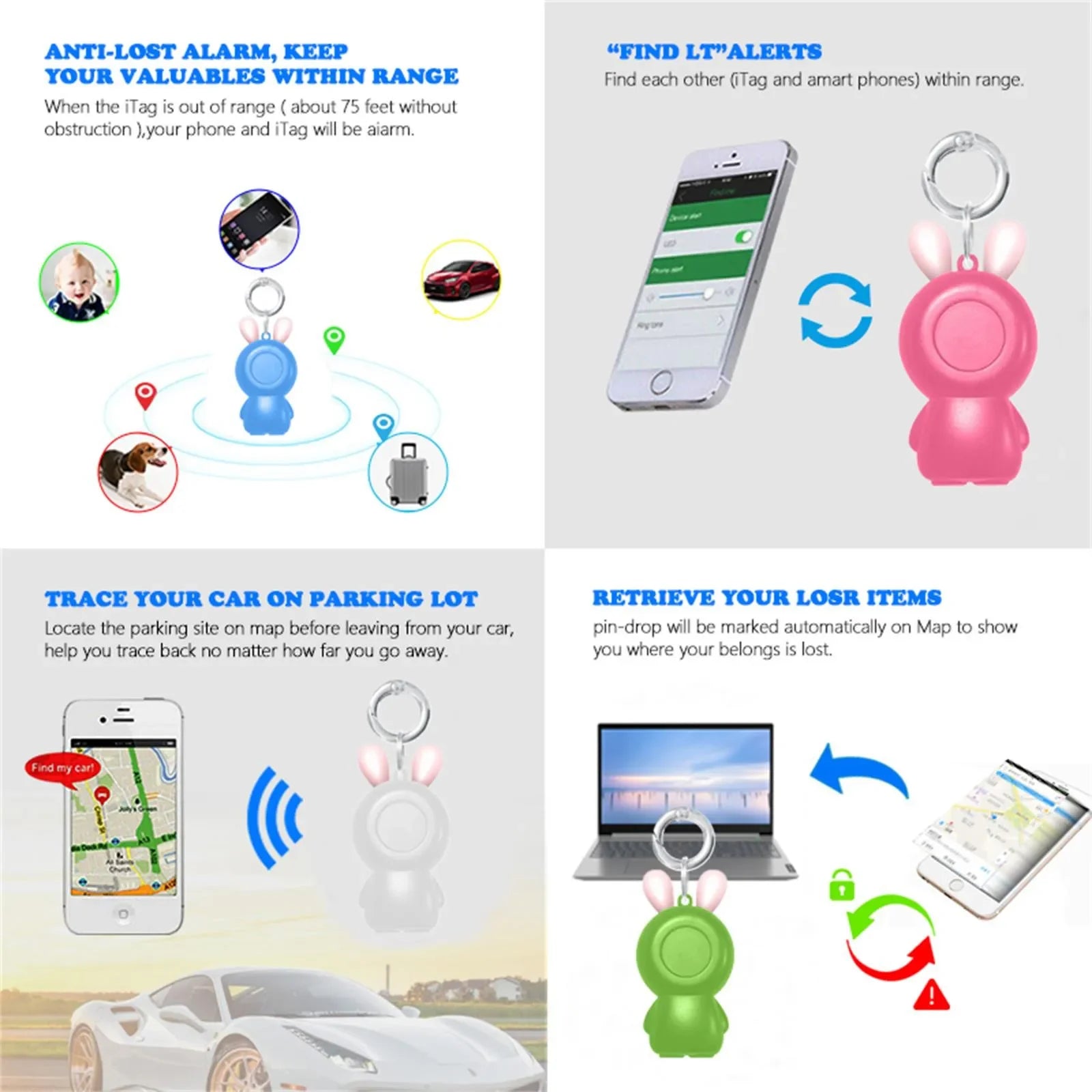 Φιλικό προς το περιβάλλον Mini Smart Locator Ασύρματο Bluetooth Anti Lost Alarm Sensor Συσκευή Pet GPS