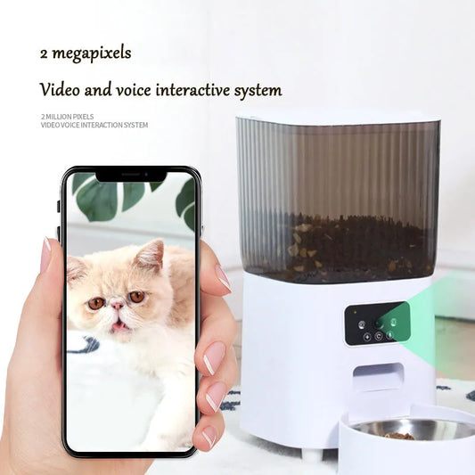 Eco-Friendly 5L Automatic Auto Double Bowl Remote Control Timed Quantitative Bowl Food Dispenser With Camera Smart Pet Feeder