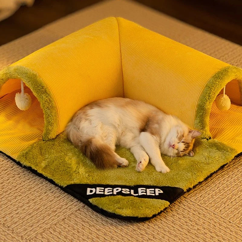 Plush Detachable and Washable Cat Pet Sleeping Tunnel Toy Bed