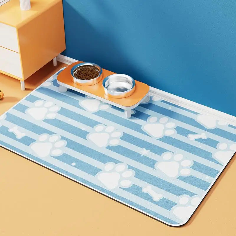 Eco-Friendly Absorbent Cute Food and Water Bowl Placemat No Stains Pet Feeding Mat