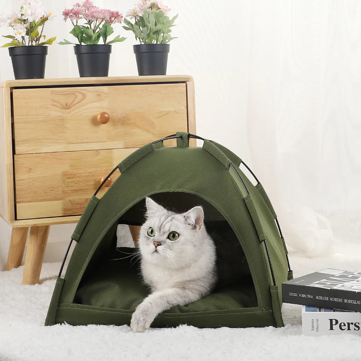 Φιλικό προς το περιβάλλον Winter Clamshell Kitten Tents Cat Pet House