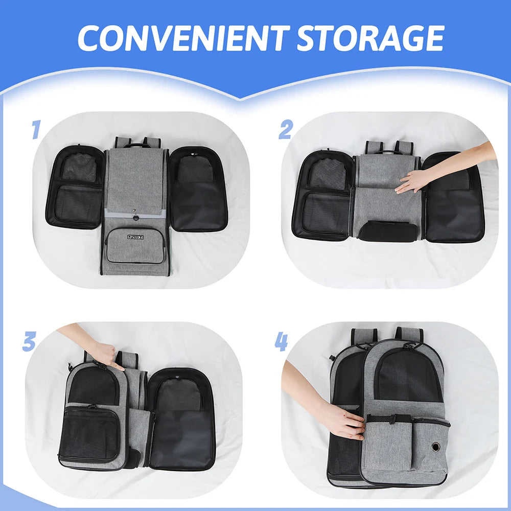 Eco-Friendly Double Shoulder Backpack Sturdy Frame Breathable Foldable Travel Set Pet Carrier