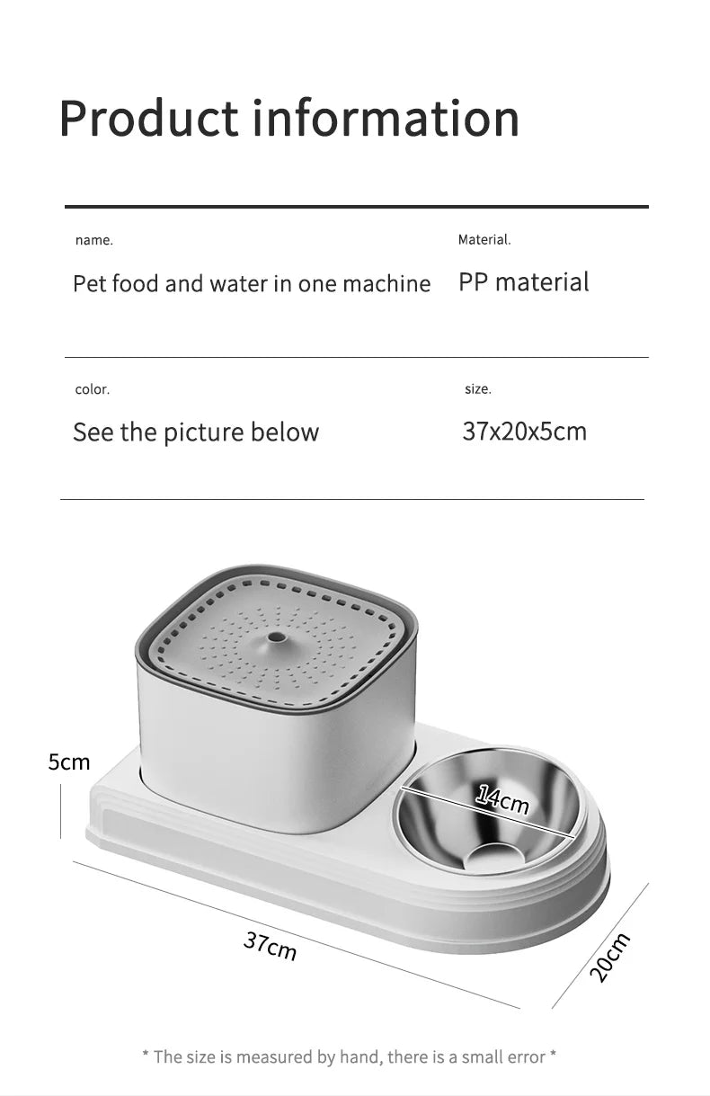 מזרקת מים ושתיה אוטומטית ידידותית לסביבה 2 ב-1 קערת האכלה 3 ליטר מזרקת סינון לחיות מחמד