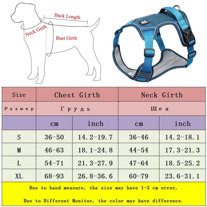 Dog Vest Harness sizes