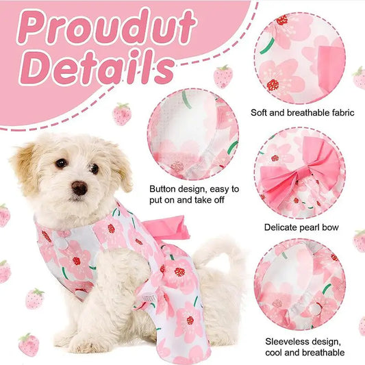 Eco-Friendly Summer Printed Dress Sling Style Fruit Pattern Skirt Dress Pet Clothing