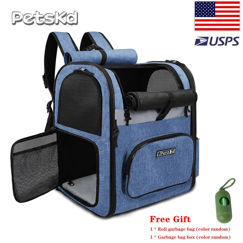 Eco-Friendly Double Shoulder Backpack Sturdy Frame Breathable Foldable Travel Set Pet Carrier