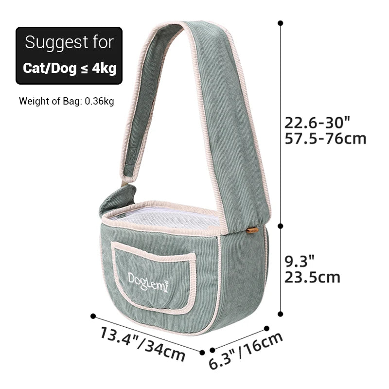 Eco-Friendly Washable Corduroy Breathable Travel Shoulder Bag Small Pet Carrier